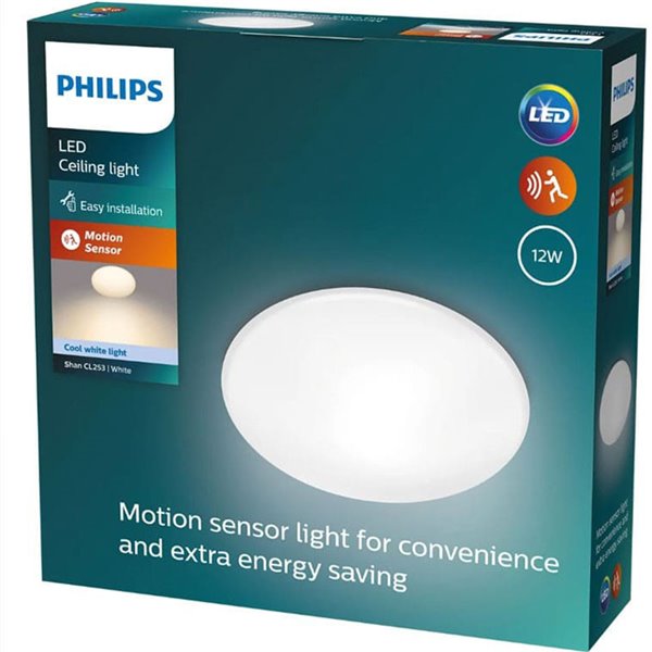 Plafón de Techo LED con sensor, SHAN, 12W, 2700K/4000K, blanco