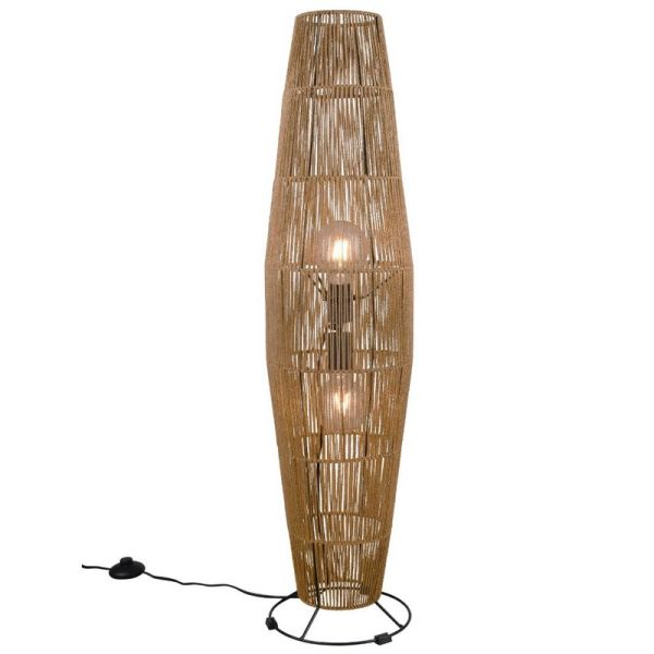 Lámpara de Pie MIKI de Ratán Estilo Boho 103cm | LeonLeds