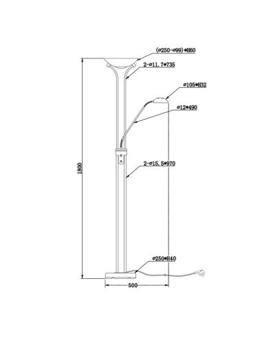 Lampadaire LED 2 Lumières...