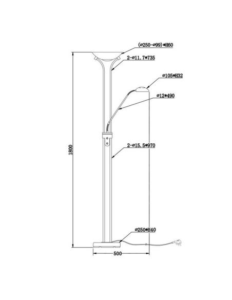 Lámpara de Pie LED SPOCK con Brazo Lector Regulable | LeonLeds