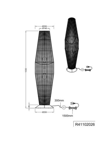 Lampadaire en rotin MIKI Style Boho...