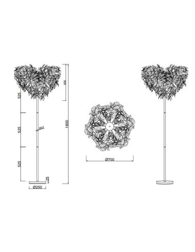 Lámpara de Pie LEAVY Estilo Planta 180cm con Interruptor Pedal | LeonLeds