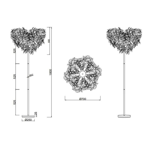 Lámpara de Pie LEAVY Estilo Planta 180cm con Interruptor Pedal | LeonLeds