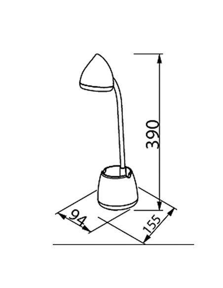 Flexo LED de escritorio con portalpices integrado, HAT, blanco, regulable 3000K/4000K/5700K