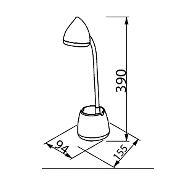 Flexo LED de escritorio con portalpices integrado, HAT, blanco, regulable 3000K/4000K/5700K