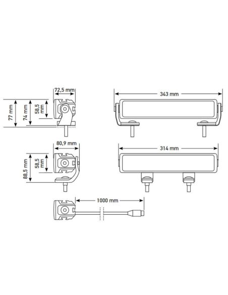 Barra LED con luz de posición Blanca y Ambar 52W ECE R10, R148  y R149 6000Lm 34,3Cm de largo  1FE 357 666-001