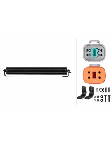Conector Barra LED con luz de carretera y posición Blanca y Ambar 62W ECE (105W Boost) 1FE 357 666-031 Hella