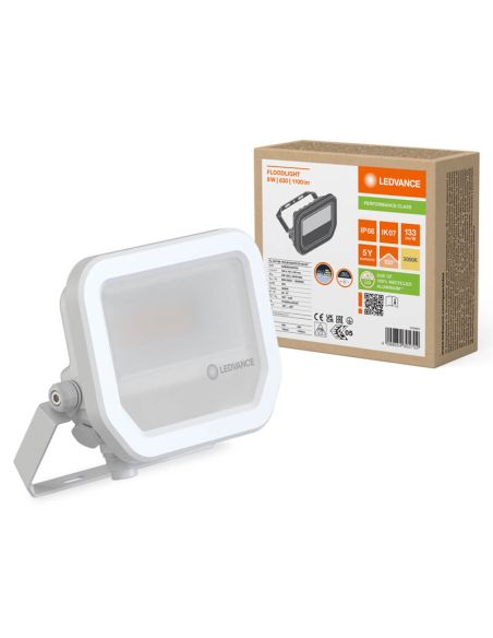 Proyector LED para Exterior Blanco FL 10 P 8W - Alta Eficiencia y Durabilidad IP66 1.200Lm Gen4 3000K Ledvance
