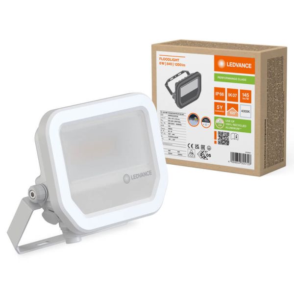 Projecteur LED extérieur blanc FL 10 P 8W - Haute efficacité et durabilité IP66 1 200 Lm Gen4 4 000 K Ledvance