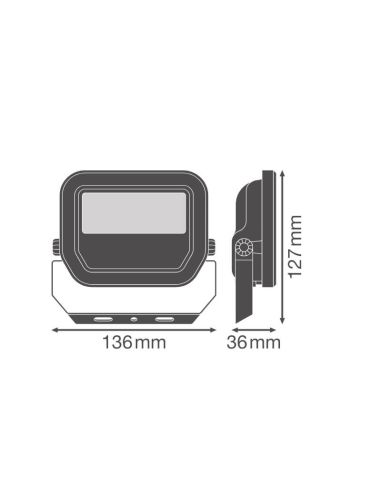 Medidas Projetor LED para Exterior Branco FL 10 P 8W - Alta Eficiência e Durabilidade IP66 1.200Lm Gen4 Ledvance