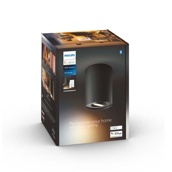 Foco LED regulable inteligente individual Pillar negro embalaje