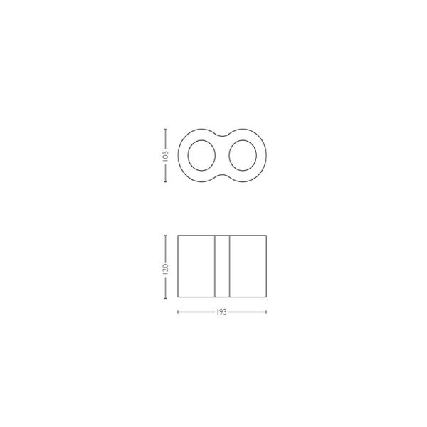 Foco LED de techo doble Pillar Hue inteligente medidas