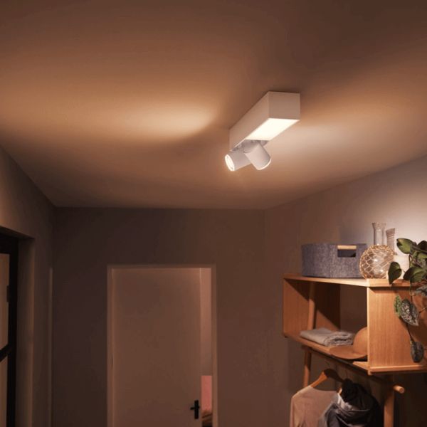 Plafonnier LED Philips Hue Centris 2L Blanc avec 2 spots d'ambiance à lumière blanche adressables