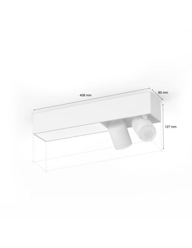 Plafón LED Philips Hue Centris 2L Blanco con 2 Focos Direccionables medidas