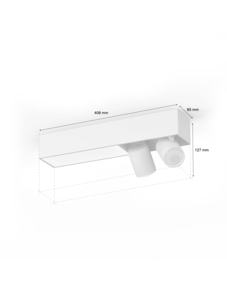 Plafón LED Philips Hue Centris 2L Blanco con 2 Focos Direccionables medidas