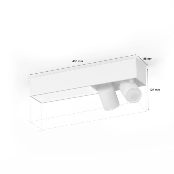 Plafón LED Philips Hue Centris 2L Blanco con 2 Focos Direccionables medidas