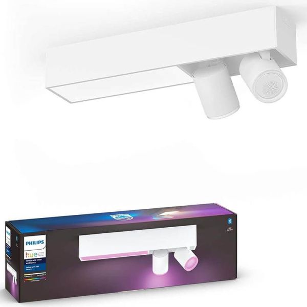 Plafonnier LED Philips Hue Centris 2L Blanc avec 2 spots adressables 2 000K jusqu'à 6 500K + RGB Philips Hue | LéonLeds