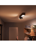 Plafonnier LED Noir Centris Hue 2L 1 560Lm Commande vocale Philips Hue dimmable