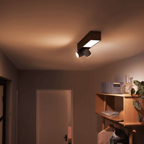 Plafonnier LED Noir Centris Hue 2L 1 560Lm Commande vocale Philips Hue dimmable