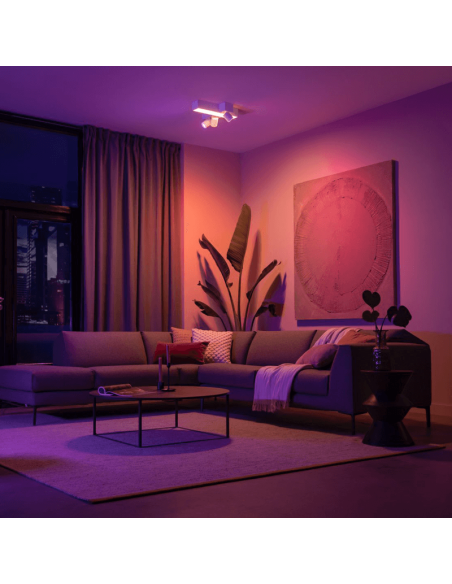 Plafonnier LED avec 3 spots Blancs adressables dans une salle à manger | LéonLeds