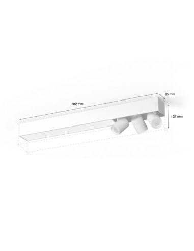 Plafón LED con 3 focos direccionables Blanco medidas producto | LeonLeds