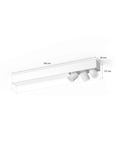 Plafonnier LED avec 3 spots adressables Blanc Dimensions du produit | LéonLeds