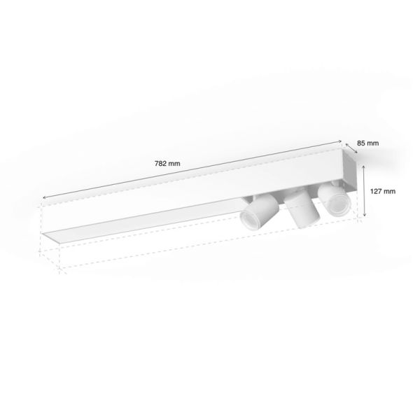 Plafón LED con 3 focos direccionables Blanco medidas producto | LeonLeds