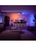 Plafón de techo LED integrado Centris Hue blanco 36W en un salón | LeonLeds
