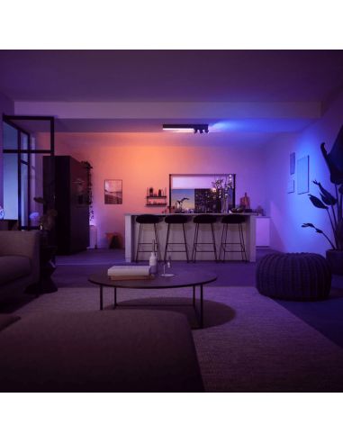 Plafón de techo LED integrado Centris Hue blanco 36W en un salón | LeonLeds
