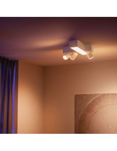 Plafonnier LED Centris Hue blanc 25W dimmable dans un salon | LéonLeds