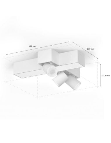 Plafonnier LED Centris Hue blanc 25W dimmable mesures du produit | LéonLeds