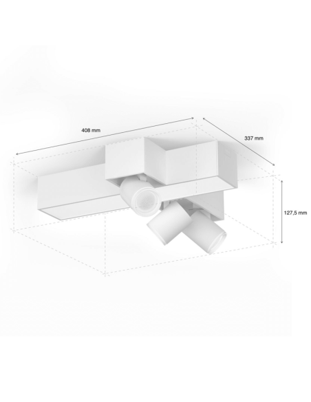 Plafonnier LED Centris Hue blanc 25W dimmable mesures du produit | LéonLeds