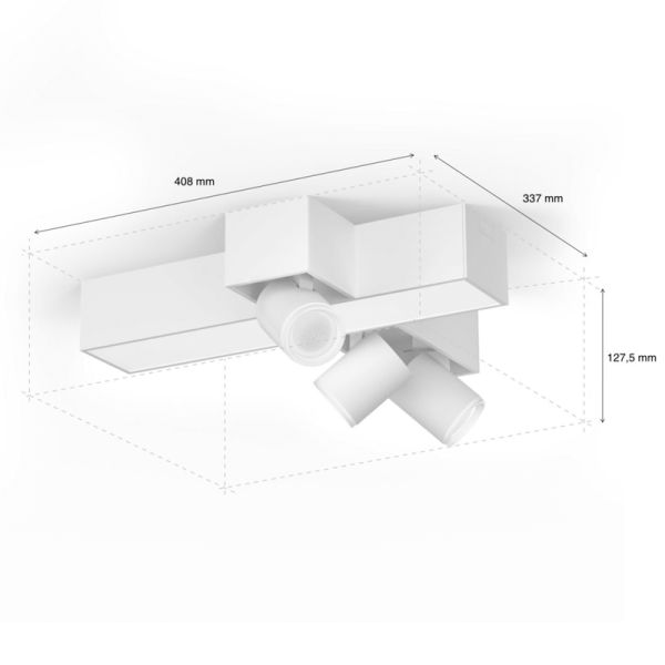 Plafonnier LED Centris Hue blanc 25W dimmable mesures du produit | LéonLeds