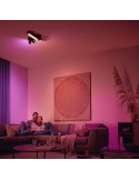 Plafonnier LED Centris Hue noir 25W dimmable dans un salon | LéonLeds