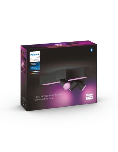 Plafón de techo LED regulable Centris Hue negro 25W caja producto | LeonLeds