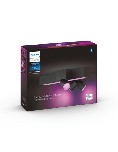 Plafón de techo LED regulable Centris Hue negro 25W caja producto | LeonLeds