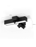 Plafón de techo LED regulable Centris Hue negro 25W medidas producto | LeonLeds