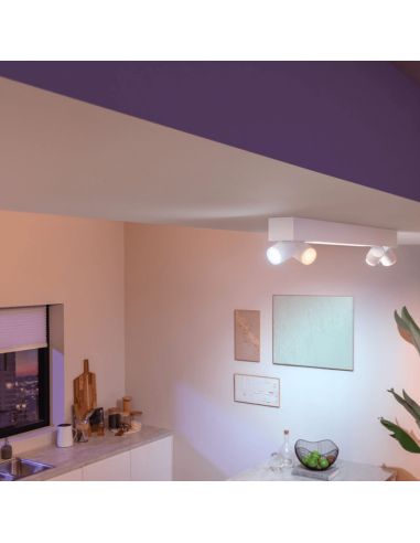 Plafonnier LED Centris blanc 40W dimmable dans un salon | LéonLeds