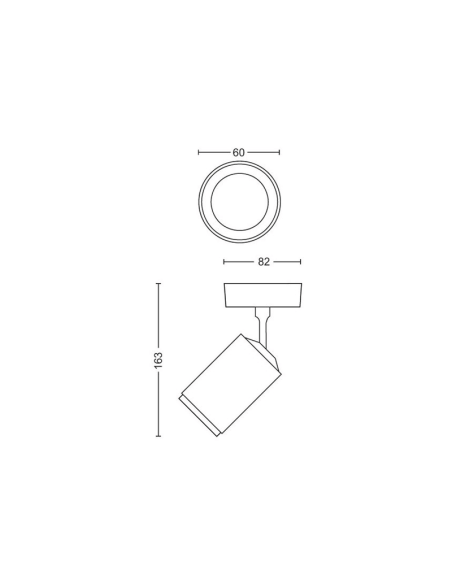 Foco LED negro Inteligente Fugato Philips HUE medidas