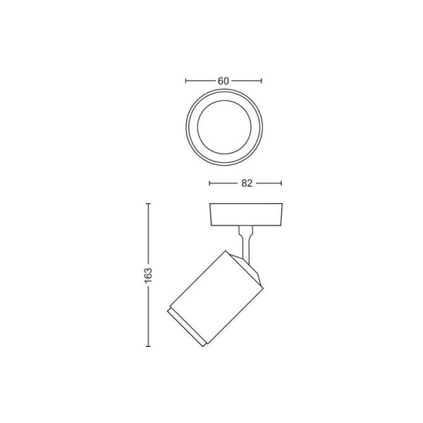Foco LED negro Inteligente Fugato Philips HUE medidas
