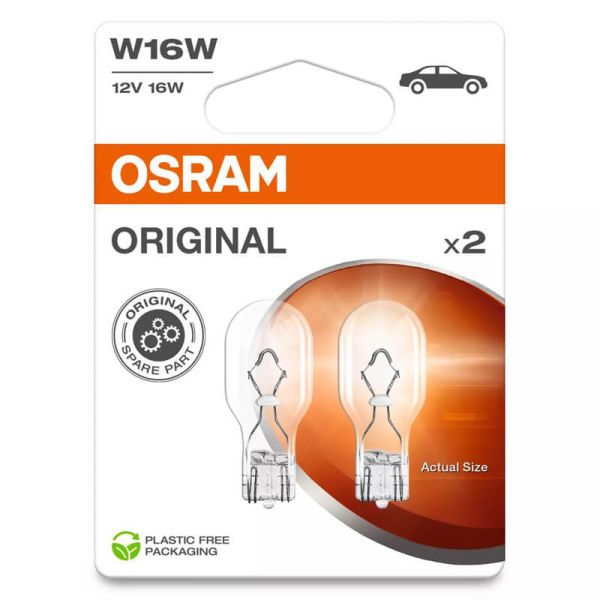 Bombilla sin casquillo Halogena W16W 12V Original 2 Unds. 16W Osram W2.1x9.5d Osram