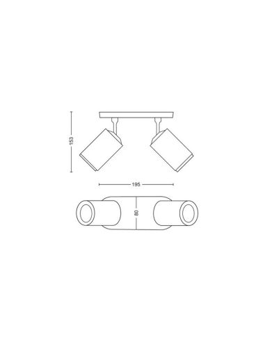Foco inteligente 2 luces Fugato medidas producto| LeonLeds