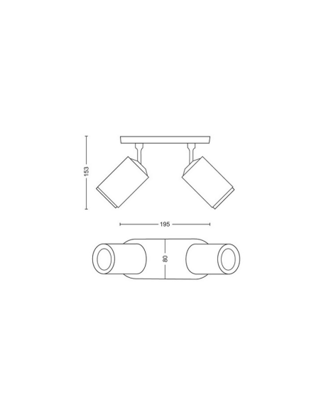 Foco inteligente 2 luces Fugato medidas producto| LeonLeds