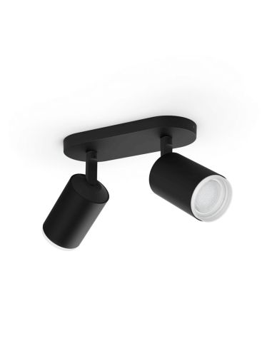 Foco inteligente 2 luces Fugato negro detalle producto| LeonLeds