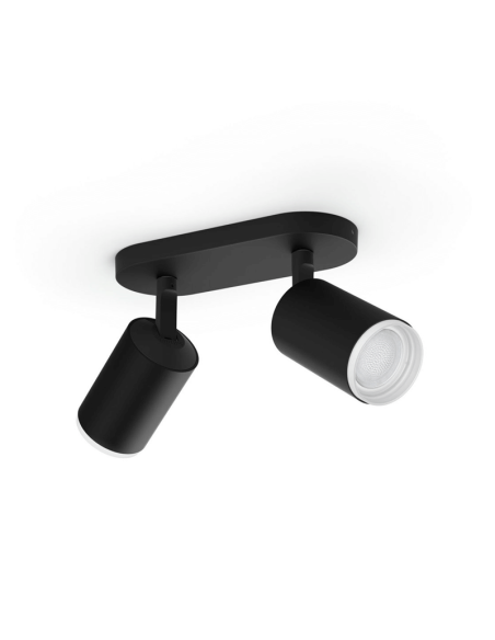 Foco inteligente 2 luces Fugato negro detalle producto| LeonLeds