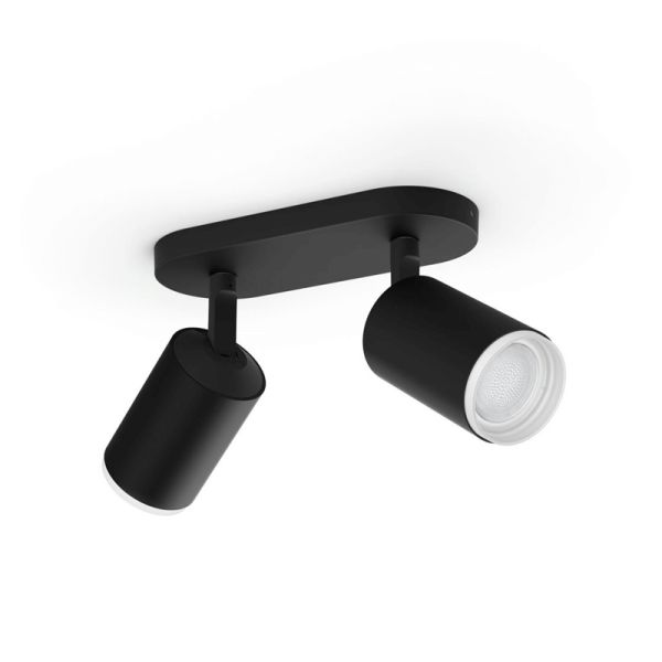Foco inteligente 2 luces Fugato negro detalle producto| LeonLeds