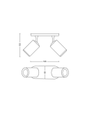 Foco inteligente 2 luces Fugato negro medidas producto| LeonLeds