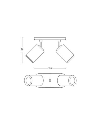 Foco inteligente 2 luces Fugato negro medidas producto| LeonLeds