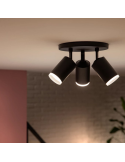 Spot intelligent 3 lumières noir Fugato lumière allumée | LéonLeds