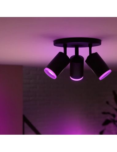 Foco inteligente 3 luces negro Fugato detalle producto| LeonLeds